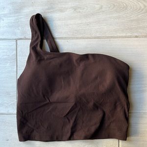 Lululemon one shoulder align cropped tank ribbed espresso worn once size 6